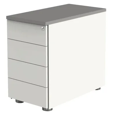 Produktbild von Kerkmann Move Standcontainer weiß, grafit 4 Auszüge ohne-Muldengriff weiß 42,0 x 80,0 x 72,0 - 76,0 cm