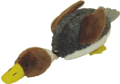 Produktbild von Dehner Lieblinge Hundespielzeug Daffy, mit Entengeräusch, ca. 40 x 17 cm, Plüsch, grau/braun