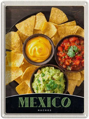 Produktbild von vianmo Blechschild 40x30 cm Mexiko Nachos USA Urlaub Käse scharf Gerichte Bildmotiv Reisemotiv Abenteuer Reisen Amerika
