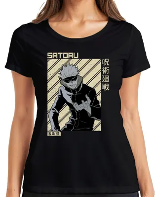 Zdjęcie produktu dla Satoru Gojo Jujutsu Kaisen Anime Aesthetics Fan Gift Manga Ladies T-Shirt, Czarny, S