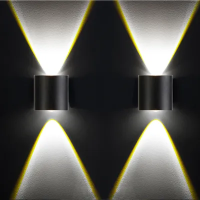 Produktbild von 2x LED Wandleuchte Innen Außen, 8cm Up and Down Wandlampe, 2W 170lm Aluminium Schwarz IP65 Wasserdicht Modern Beleuchtung für Wohnzimmer Schlafzimmer