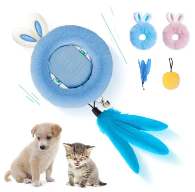 Produktbild von Elektrisches Katzenspielzeug, elektrischer Katzenball, elektronischer interaktiver Hundeball, intelligentes, selbstunterhaltendes Katzenspielzeug mit Hasenohren und -schwanz für Katzen und Hunde