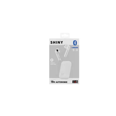 Obrázok produktu pre SHINY - Slúchadlá Bluetooth TWS s nabíjacím boxom - biele