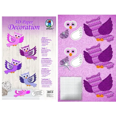 Produktbild von Bastelset 3D Paper Decoration Eulen I