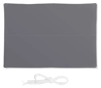Productafbeelding van Relaxdays zonnescherm, rechthoekig, waterafstotend, UV-bestendig, met spanlijnen, geschikt voor terras of balkon, afmetingen: 3 x 4 meter, grijs