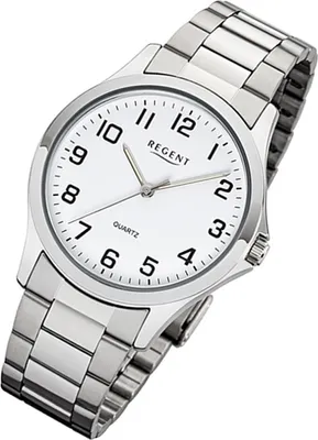 Produktbild von Regent Herren Uhr Metallarmband 1152412 Metall Armband-Uhr silber UR1152412