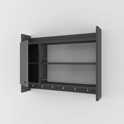 Image de Étagère de cuisine en panneau mélaminé anthracite 85 x 65 x 15 cm