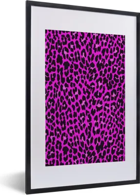 Produktbild von MuchoWow® Gerahmtes Poster Leopard - Pelz - Rosa 40x60 cm - Poster mit Schwarzem Bilderrahmen Wandposter Rahmen Foto Bilder - Poster in Rahmen