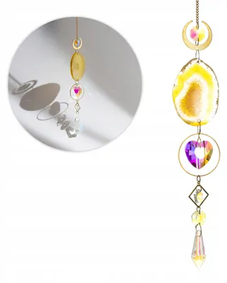 Produktbild von Sonnenfänger Suncatcher Fensterdeko Hängedeko Gelber Achat Herz Anhänger Geschenkidee