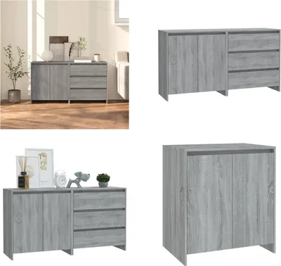 Produktbild von vidaXL 2 tlg. Sideboard Grau Sonoma Holzwerkstoff - Sideboard - Sideboards - Buffet-Sideboard - Lagerschrank