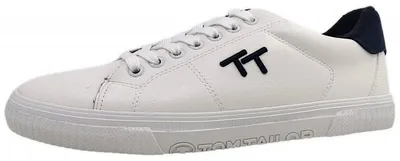 Image de Tom Tailor : Chaussures de sport pour hommes, lacets, couleur blanche, style décontracté