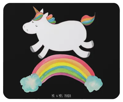 Produktbild von Mr. & Mrs. Panda Mauspad Einhorn Regenbogen - Schwarz - Geschenk, Mouse Pad, laptop, Unicorn, mausteppich, Glitzer, Einhornpower, Erwachsenwerden, Mousepad