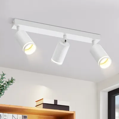 Produktbild von ZMH LED Deckenleuchte Weiß 3 Flammig Deckenlampe GU10 Spotlight Industrial Beweglich Wandlampe Decke für Esszimmer Schlafzimmer Ohne Leuchtmittel