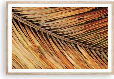 Produktbild von Gerahmtes Poster - Rahmen in heller Eiche - Orange Blatt Tropisch - 91,5x61 cm - Wand Bild - Wanddeko - Wandbilder - Kunstposter - Wandposter - Bilderrahmen - Bilder - Kunstdruck - P2NAA91x61-4876