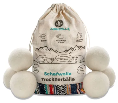 Produktbild von Chinchilla® Trocknerbälle aus Schafwolle | nachhaltige Wäschetrockner Kugeln für
