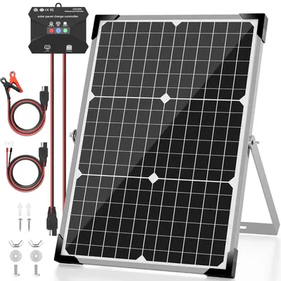 Obrázek produktu pro Monokrystalický solární panel 30W, 12V, sada s 10A MPPT regulátorem nabíjení a montážním držákem pro vozidla