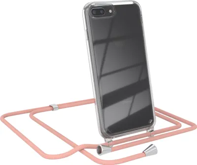 Produktbild von EAZY CASE Handykette kompatibel mit Apple iPhone 8 Plus / 7 Plus, Handyhülle mit Umhängeband, Handykordel, Schutzhülle Clear, Band in Rosa