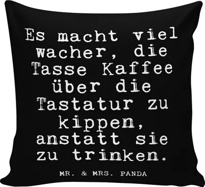 Produktbild von Mr. & Mrs. Panda Sofakissen Es macht viel wacher,... - Schwarz - Geschenk, Couchkissen, Sofa Kissen, 40x40, Lustige Sprüche, Dekokissen, Kaffee, Kollege, Kuschelkissen