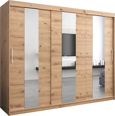 Produktbild von Kleiderschrank, Schiebetürenschrank Schlafzimmer, Schrank mit Spiegel POLE 250 cm