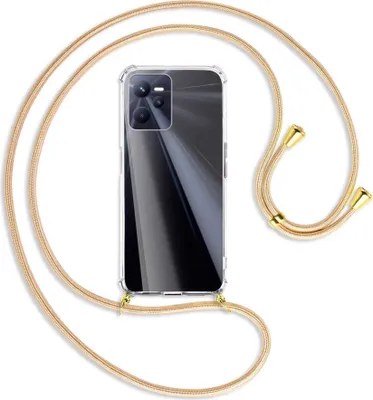 Produktbild von Handykette Backcover-Schutzhülle mit Band (Metall goldfarben) für Realme C35 - Goldkordel