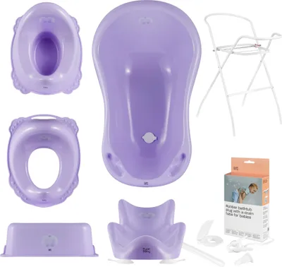 Produktbild von Babywanne, Sitz, Ständer, Schemel, Topf, Toilettensitz, Abfluss – Lila
