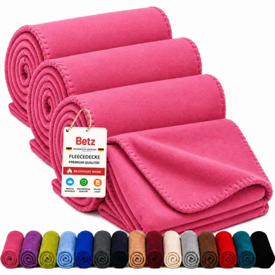 Produktbild von Betz Fleecedecke 3 Stück 130x170 cm 180g/m² – Wohndecke & Kuscheldecke – Flauschige Sofadecke Tagesdecke – Leicht, wärmend & pflegeleicht – Fuchsia