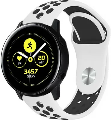 Produktbild von Strap-it Samsung Galaxy Watch Active Sportarmband (Weiß/Schwarz)