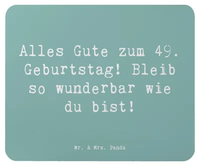 Produktbild von Mr. & Mrs. Panda Mauspad Spruch 49. Geburtstag Freude - Meeresbrise - Geschenk, Geburtstagsfreude, Happy Birthday, Party, Mousepad, computer, Freundschaft, Alter, laptop
