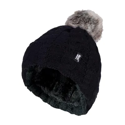 Produktbild von Heat Holders Damen Winter Fleece Beanie mit Pompon Bunt Warm Mütze mit Bommel
