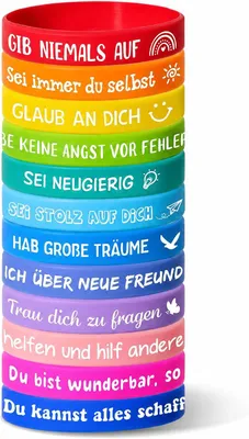 Produktbild von Motivierende Armbänder für Kinder – Set mit 24 Stück – 18 cm