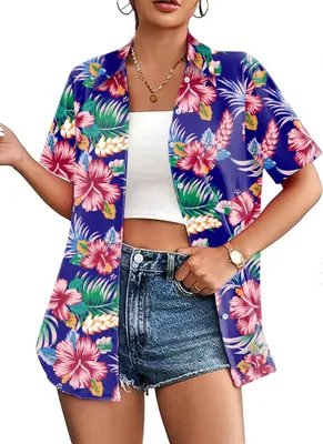 Productafbeelding van Vrouwen Hawaiiaanse Shirt met Korte Mouwen (S-XXL)