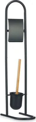 Produktbild von BERILO | Toilettenpapierhalter - Toilettenbürstengarnitur - 16 x 28 x 81 cm - Schwarz - Toilettenpapierständer