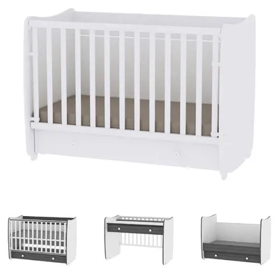 Produktbild von Lorelli Babybett Dream 70 x 140 cm umbaubar Kinderbett Schaukelbett Schreibtisch in weiß