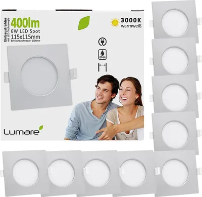 Image de Lumare 6 W spots LED encastrés IP44 argent plat 230 V 400 lm 9 pcs