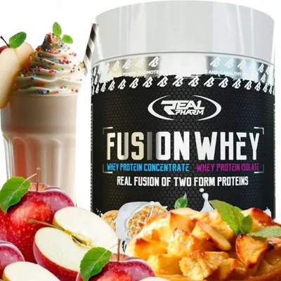 Produktbild von PROTEIN Proteinergänzungsmittel WPI/WPC Real Pharm Fusion Whey 600g Apfel