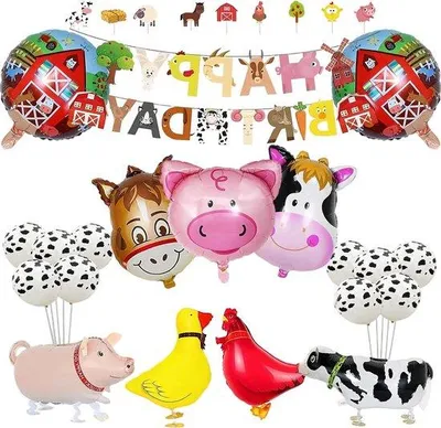Produktbild von Festliche Geburtstagsdekoration mit Luftballonen und Tieren, 21 Stück für Themenpartys und Kinderfeiern