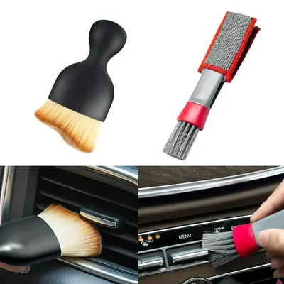 Obrázok produktu pre Sada 2 čistiacich kefiek na interiér automobilu. Mäkké čistiace kefky na detailné čistenie palubnej dosky a ventilačných otvorov