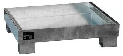 Produktbild von Auffangwanne für Kleingebinde, 900x800x220 mm, Volumen 68 l, ohne Gitterrost, verzinkt