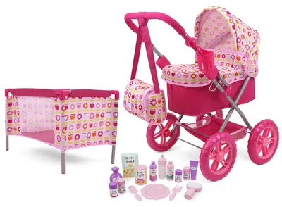 Puppenwagen-Set mit Spielplatz, Tasche & 15 Zubehörteilen