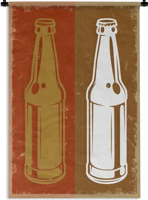 Produktbild von MuchoWow® Wandteppich Wandbehang Mancave - Flasche - Vintage - Zeichnung 60x90 cm Tapisserie Dekoration Wandtuch - Foto-Teppich - Abwaschbar