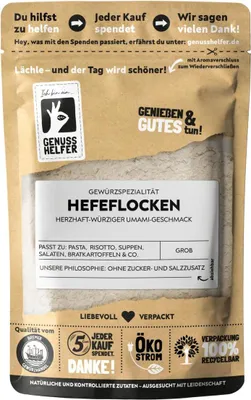 Produktbild von Hefeflocken, vegan, Nutritional Yeast, ideal als Topping, 65g