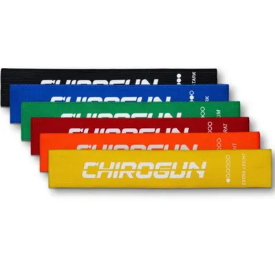 Immagine prodotto di Set da 6 fasce CHIROGUN Loop Band (Extra Leggero, Leggero, Moderato, Medio, Forte, Extra Forte) per lo sviluppo muscolare mirato e l’attivazione.