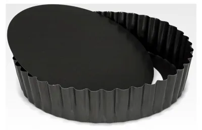 Produktbild von Quicheform mit abnehmbarem Boden Ø 20 cm x 5,6 cm Stahl - grau - Tarteform mit Hebeboden - antihaftbeschichtete Quiche Backform für Quiche, Tarte, Pie