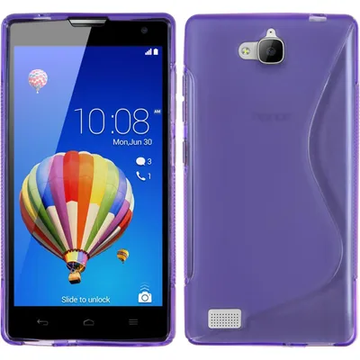 Produktbild von PhoneNatic Case kompatibel mit Huawei Honor 3C - lila Silikon Hülle S-Style + 2 Schutzfolien