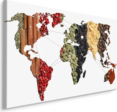 Produktbild von Fabelhafte Canvas LEINWAND BILDER 90x60 cm XXL Kunstdruck Gewürze Weltkarte Küche
