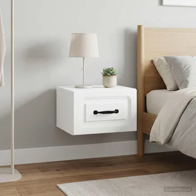 Image de vidaXL Table de chevet murale, lot de 2, blanc, 34,5 x 33 x 20 cm