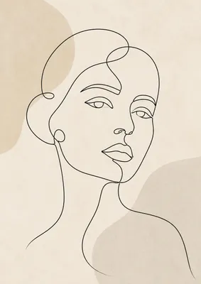 Immagine prodotto di Poster in stile linea astratta, ritratto di una donna, formato DIN A2 – Stampa minimalista per parete, finitura opaca