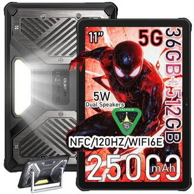 Obrázok produktu pre OUKITEL RT10 5G outdoorový tablet 25 000 mAh/33 W 36 GB + 512 GB/2 TB 11" FHD 120 Hz Dimensity 7300 64 MP nočné videnie Android 15 tablet 130 dB/Wi-Fi 6E/NFC/OTG/Face ID