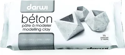 Produktbild von darwi DA0820500000C - Packung Modelliermasse Beton 500g, mit feiner Körnung, selbsthärtend, ideal für Bastelaktivitäten, Weiß, 1 Pack