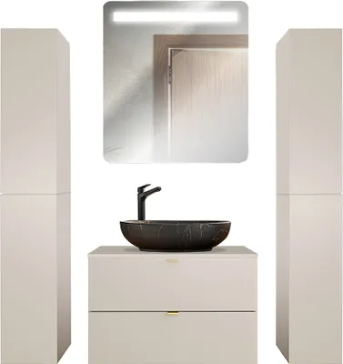Produktbild von Badmöbel Set 4-teilig mit 80 cm Waschtisch in kaschmir matt, DURANGO-56